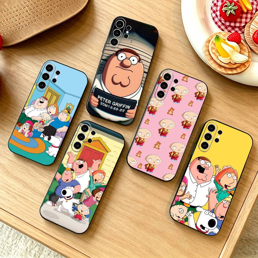 Street Fashion Store - F-Family Funny Guy เคสโทรศัพท์สำหรับซัมซุง S25,S24,S21,S22,S23,S30,Ultra,S20,Plus,Fe,Note,10,9,5G ฝาครอบสีดำ