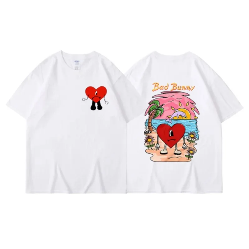 Street Fashion Asian Men - เสื้อยืดผู้หญิงลาย Bad Bunny ไซส์เอเชีย เสื้อยืดลำลอง เสื้อยืดแขนสั้นแฟชั่นสไตล์ฮาราจูกุสำหรับฤดูร้อน