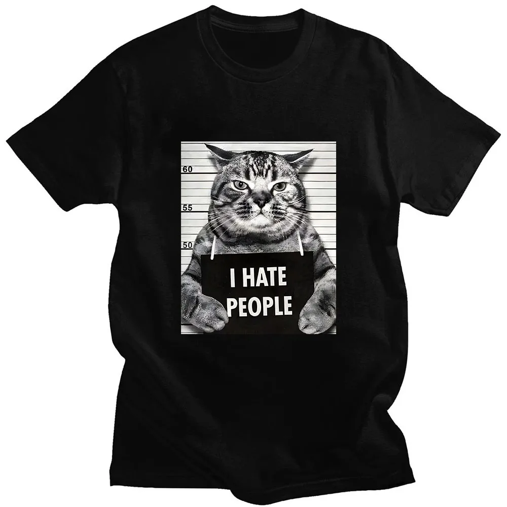 Street Fashion Asian Men - เสื้อยืดพิมพ์ลายแมวสไตล์เอเชีย เสื้อยืดพิมพ์ลายแมวสุดสนุก เสื้อยืดแขนสั้นทรงหลวม สตรีทแฟชั่น สำหรับผู้หญิง/ผู้ชาย เสื้อผ้าลำลอง