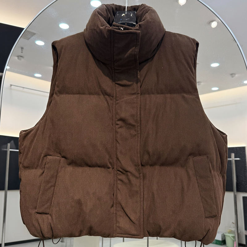 Puffer Vest Padded - เสื้อกั๊กกันหนาวผู้หญิง คอตั้ง แขนกุด ซิปหน้า สไตล์ลำลอง ให้ความอบอุ่นสำหรับฤดูหนาว