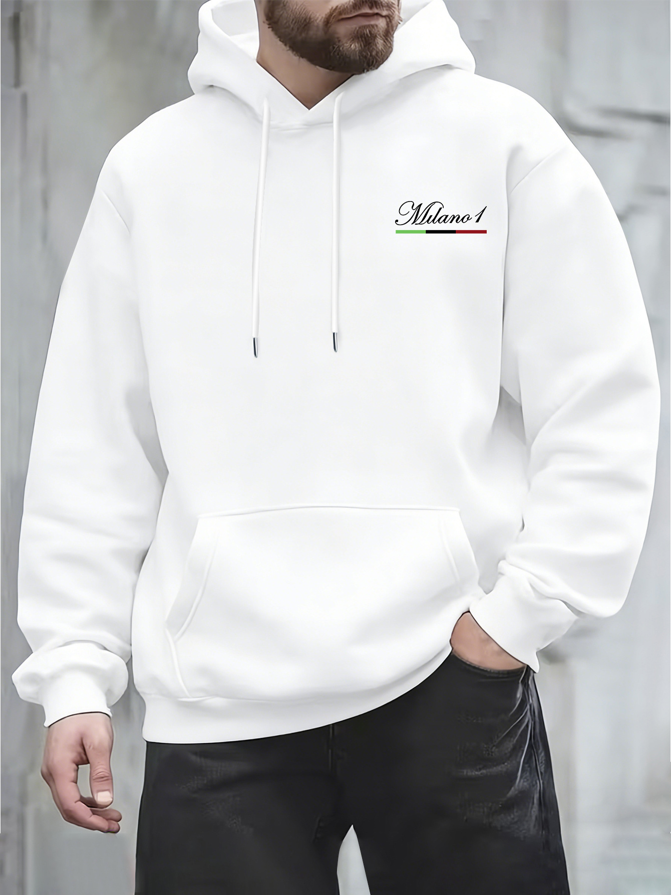 Street Fashion Of Milan - เสื้อฮู้ดแฟชั่นสตรีทสไตล์มิลานพร้อมลายธงชาติอิตาลีขนาดเล็ก เหมาะสำหรับฤดูใบไม้ร่วงและฤดูหนาว เสื้อฮู้ดลำลองสำหรับผู้ชาย