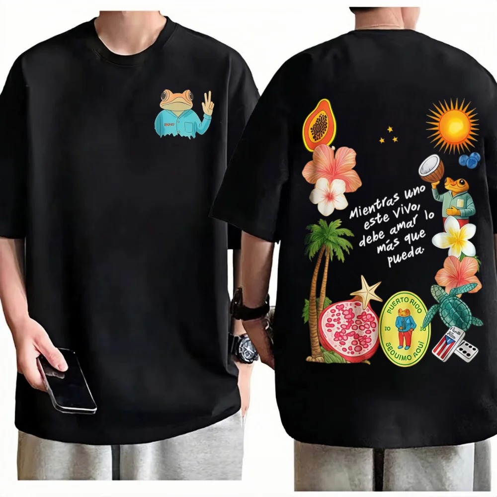 Foto Street Fashion - เสื้อยืดแฟชั่นฤดูร้อนสไตล์วินเทจ แร็ปเปอร์ แบด บันนี่ ลาย Debi