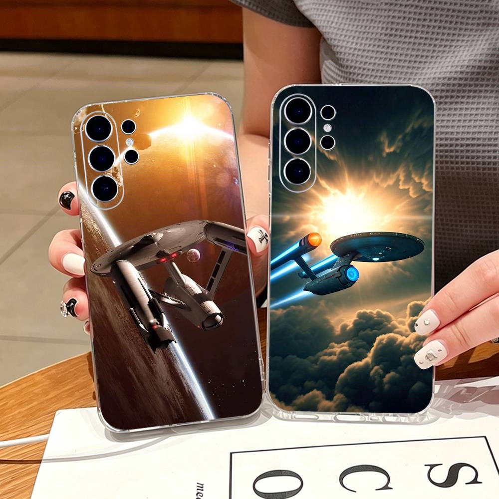 Street Fashion Store - เคสโทรศัพท์ลายเรือสตาร์เทรคสำหรับ Samsung S25,S24,S21,S22,S23,S30,Ultra,S20,Plus,Fe,Note,10,9,5G ฝาหลังใส