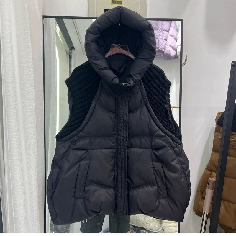 Puffer Vest Padded - เสื้อกั๊กผู้หญิงมีฮู้ดบุด้วยใยฝ้ายสำหรับฤดูใบไม้ร่วงและฤดูหนาว ปี 2026 เสื้อแจ็คเก็ตแบบไม่มีแขนบุด้วยใยฝ้าย ขนาดใหญ่ รุ่นใหม่