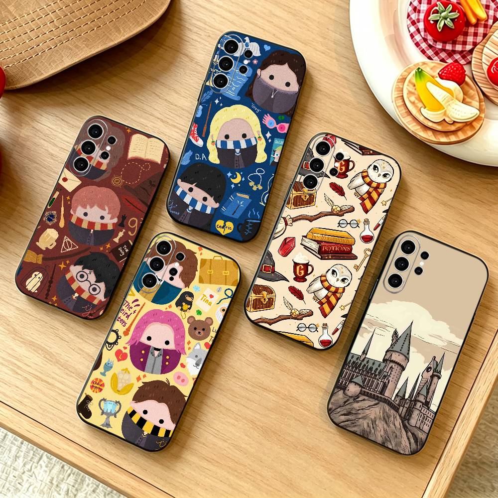 Street Fashion Store - เคสโทรศัพท์ลายไม้กายสิทธิ์แฮร์รี่ พอตเตอร์ สำหรับ Samsung S25,S24,S21,S22,S23,S30,Ultra,S20,Plus,Fe,Note,10,9,5G สีดำ