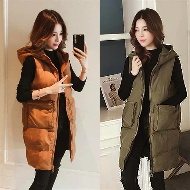 Puffer Vest Padded - เสื้อกั๊กพัฟเฟอร์แบบมีฮู้ดสำหรับผู้หญิง รุ่นใหม่ประจำปี 2026 เสื้อกั๊กแขนกุดสำหรับฤดูหนาว ทรงหลวม แฟชั่นลำลองสำหรับผู้หญิง