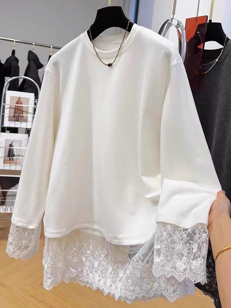 เสื้อยืดแขนยาวผู้หญิง แต่งลูกไ - Longline Tee Oversized บทวิจารณ์และราคา