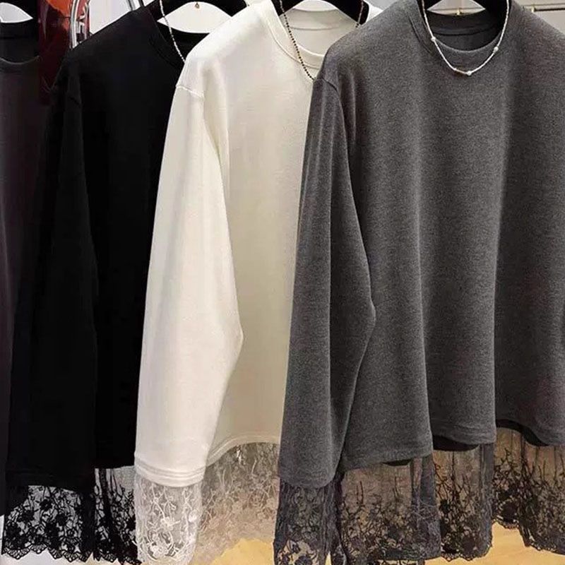 เสื้อยืดแขนยาวผู้หญิง แต่งลูกไ - Longline Tee Oversized บทวิจารณ์และราคา