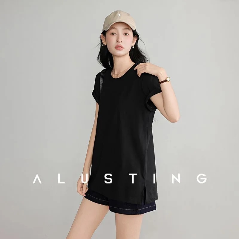เสื้อยืดผู้หญิงคอกลม แขนสั้น ท - Longline Tee Oversized บทวิจารณ์และราคา