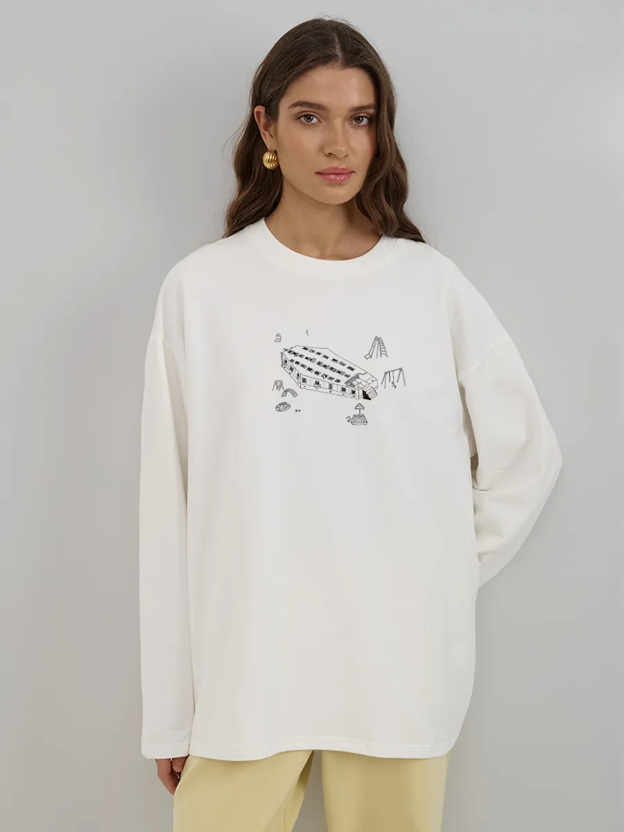 เสื้อยืดผู้หญิงแขนยาวทรงหลวมสไ - Longline Tee Oversized บทวิจารณ์และราคา