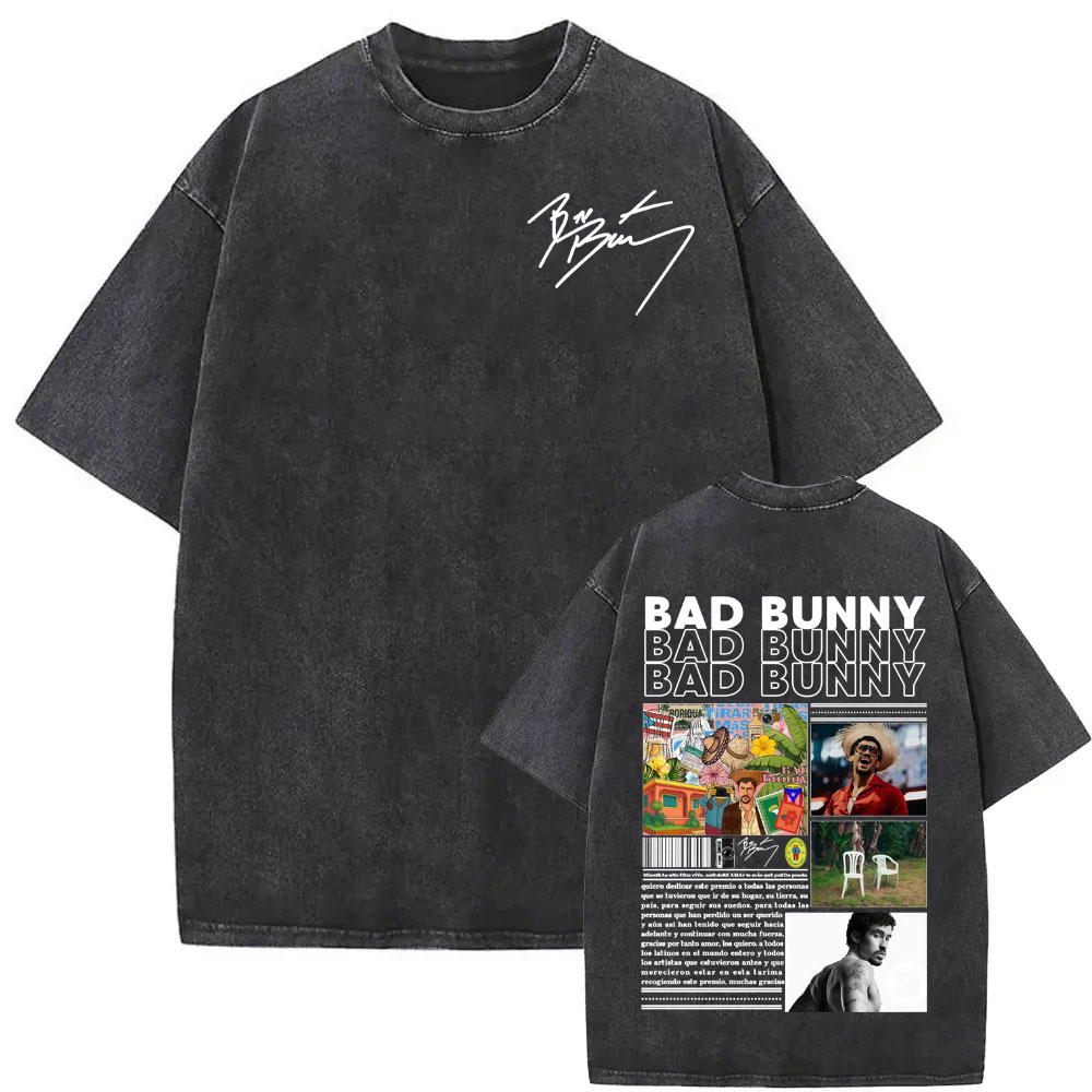 เสื้อยืดลายปกอัลบั้ม Bad Bunny - Foto Street Fashion บทวิจารณ์และราคา