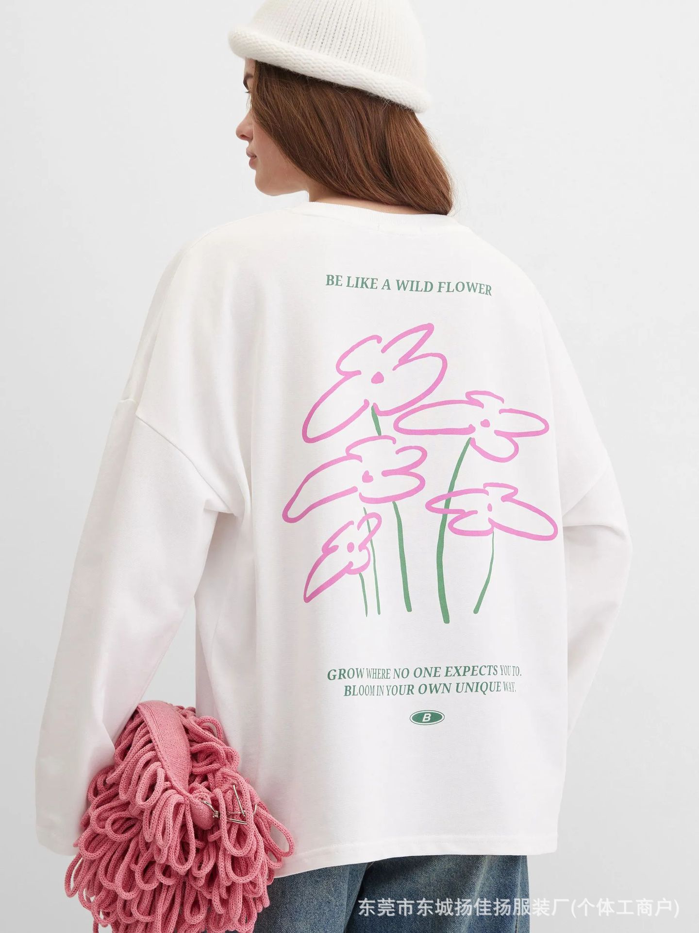 เสื้อยืดแขนยาวลำลองสีขาวพิมพ์ล - Longline Tee Oversized บทวิจารณ์และราคา