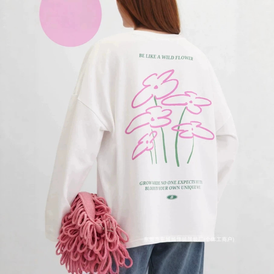 เสื้อยืดแขนยาวลำลองสีขาวพิมพ์ล - Longline Tee Oversized บทวิจารณ์และราคา