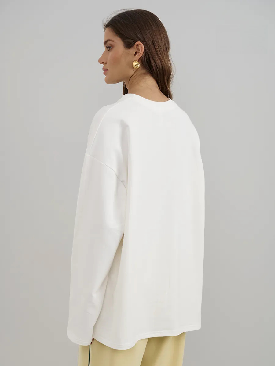 เสื้อยืดแขนยาวผู้หญิงผ้าฝ้าย 1 - Longline Tee Oversized บทวิจารณ์และราคา