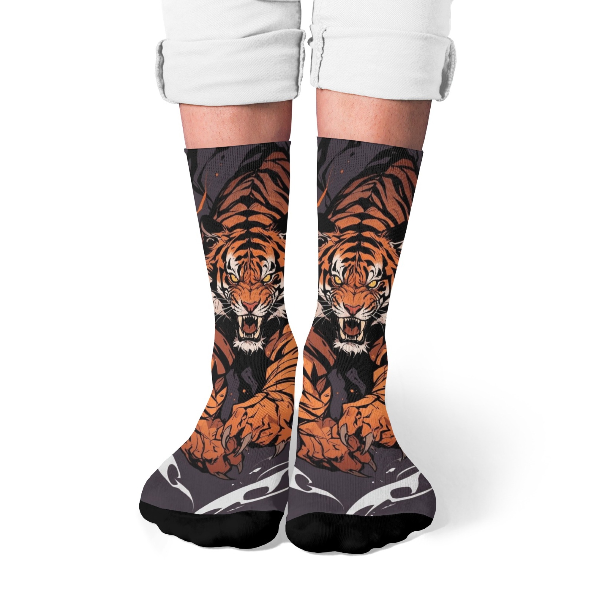 Unisex Fierce Tiger พิมพ์เอเชี - Street Fashion Asian Men บทวิจารณ์และราคา
