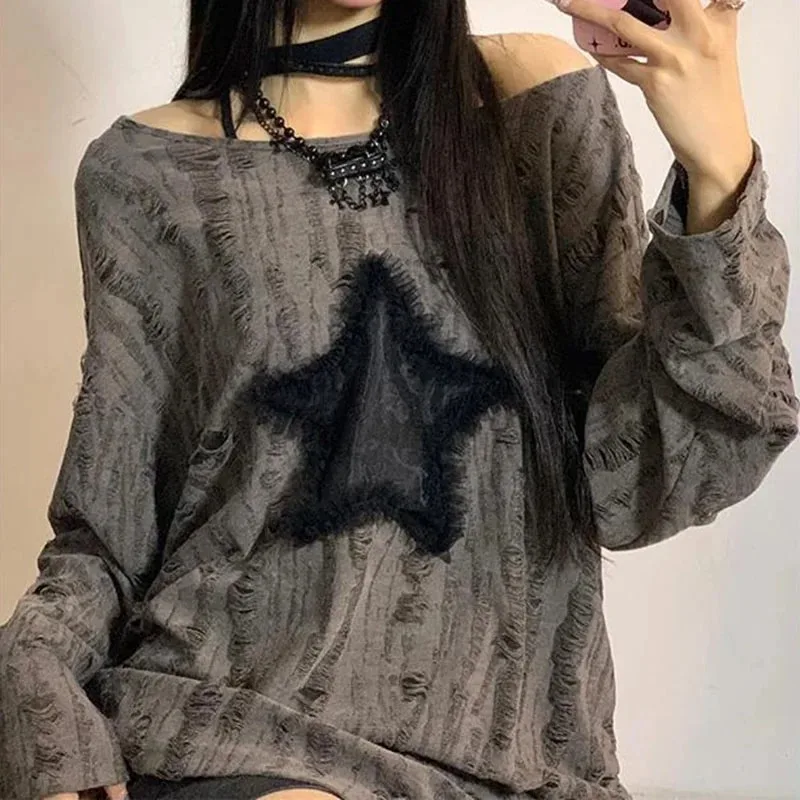 เสื้อยืดพิมพ์ลายดาว Y2K แฟชั่น - Street Fashion Kpop บทวิจารณ์และราคา