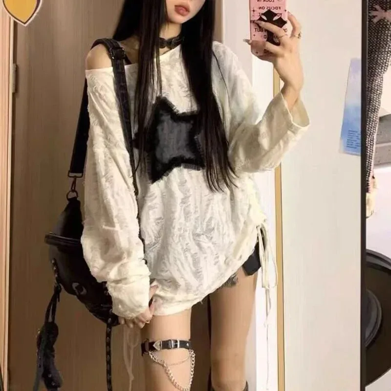 เสื้อยืดพิมพ์ลายดาว Y2K แฟชั่น - Street Fashion Kpop บทวิจารณ์และราคา