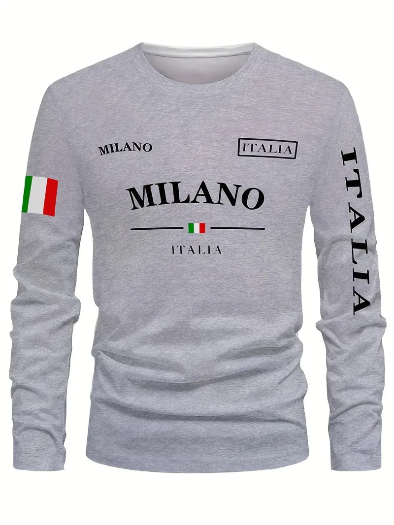 เสื้อยืดแขนยาวผู้ชาย ฤดูใบไม้ผ - Street Fashion Of Milan บทวิจารณ์และราคา